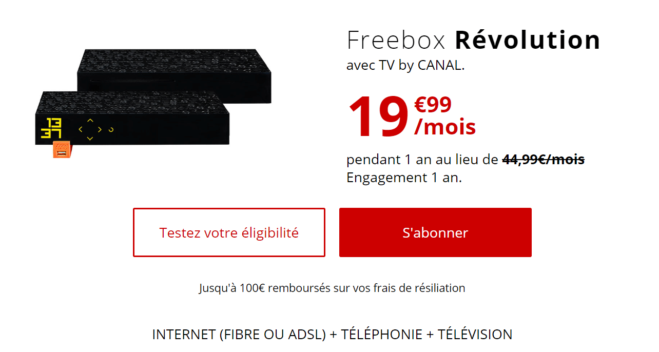 Box Internet : 55% de réduction sur la Freebox Révolution (Fibre ou ADSL) -  Le Parisien