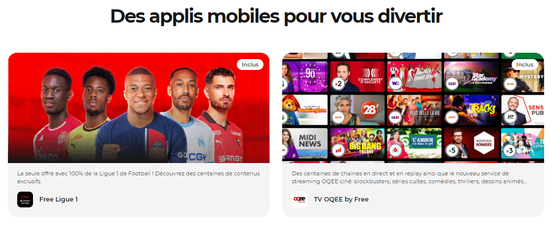 OQEE by Free et Free Ligue 1 Forfait Free